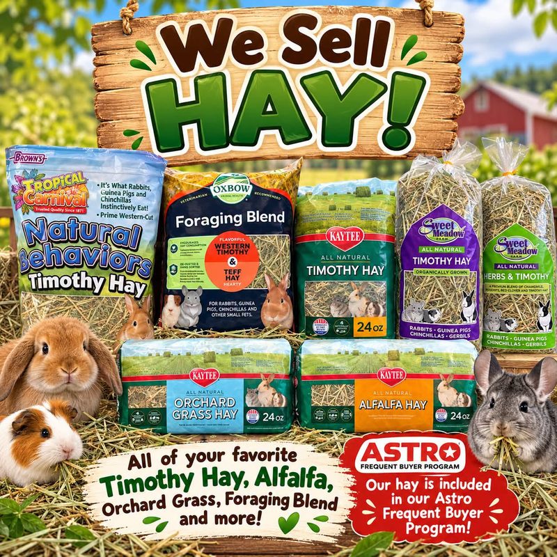 We sell hay poster showing timothy, alfalfa and orchard grass hay