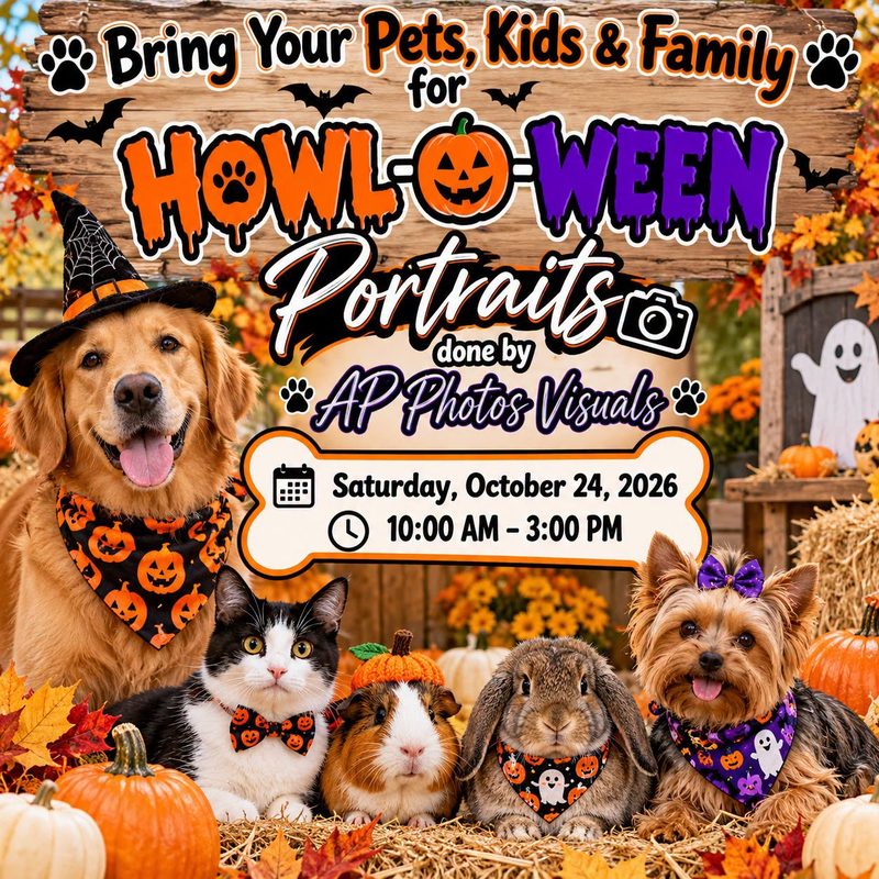 Howl-O-Ween Portraits poster, Saturday October 24, 10 AM to 3 PM