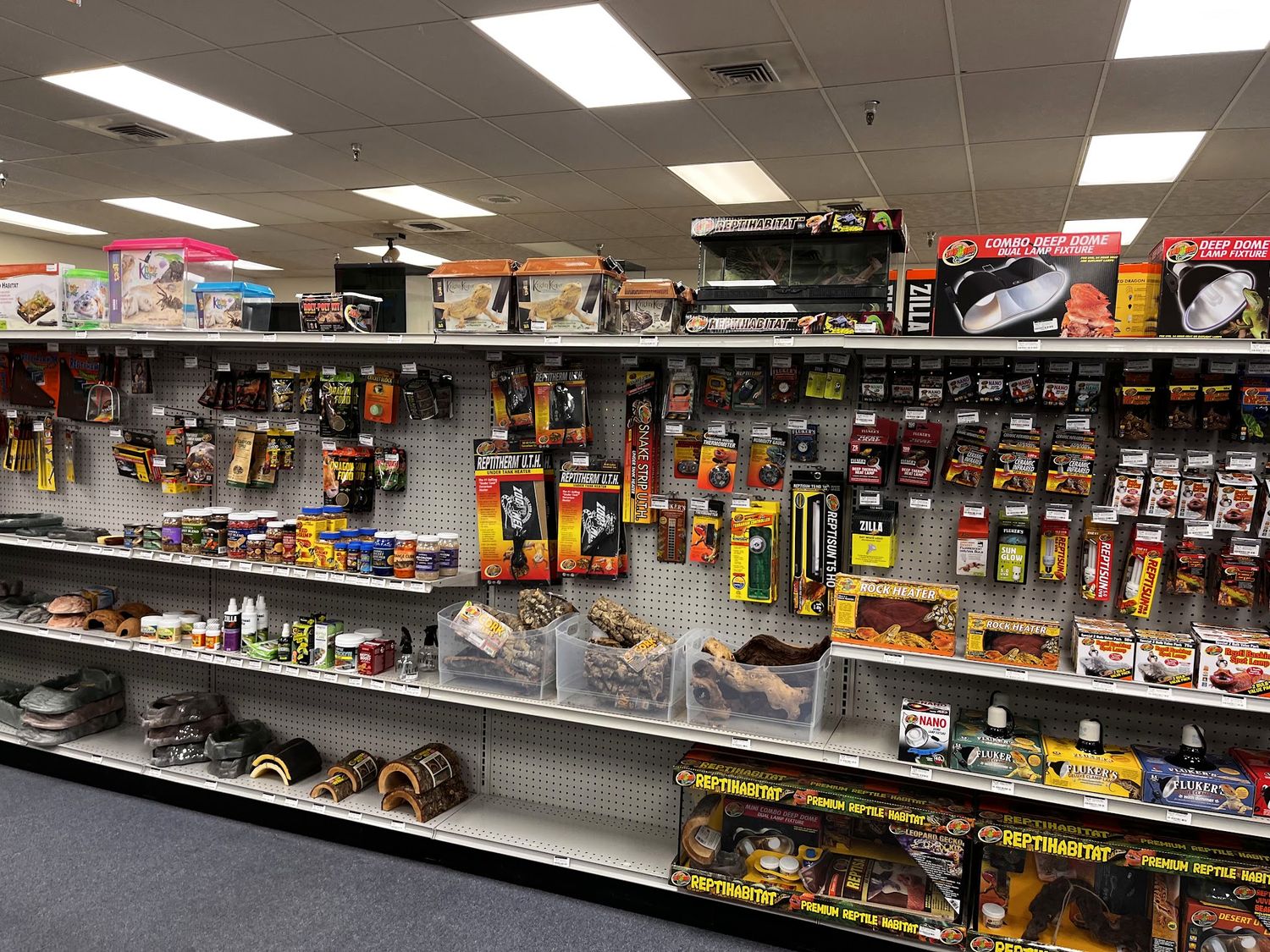 Reptile supplies aisle